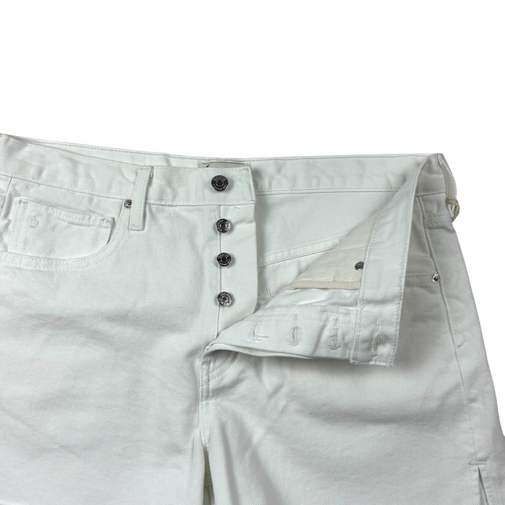 ETICA COTTON VINTAGE WHITE HAVEN HIGH RISE RELAXED RAW HEM BUTTON FLY SHORTS - Picture 5 of 12